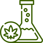 beaker with cannabis leaf icon